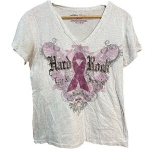 Hard Rock Cafe White Pinktober Breast Cancer Awareness Tee Honolulu Size Large‎